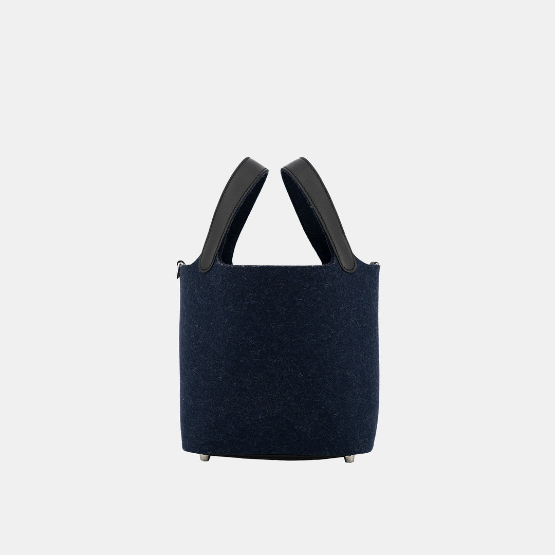 Hermès Picotin Lock 18 PM Tote Bag Felt Swift leather in Black and Blue