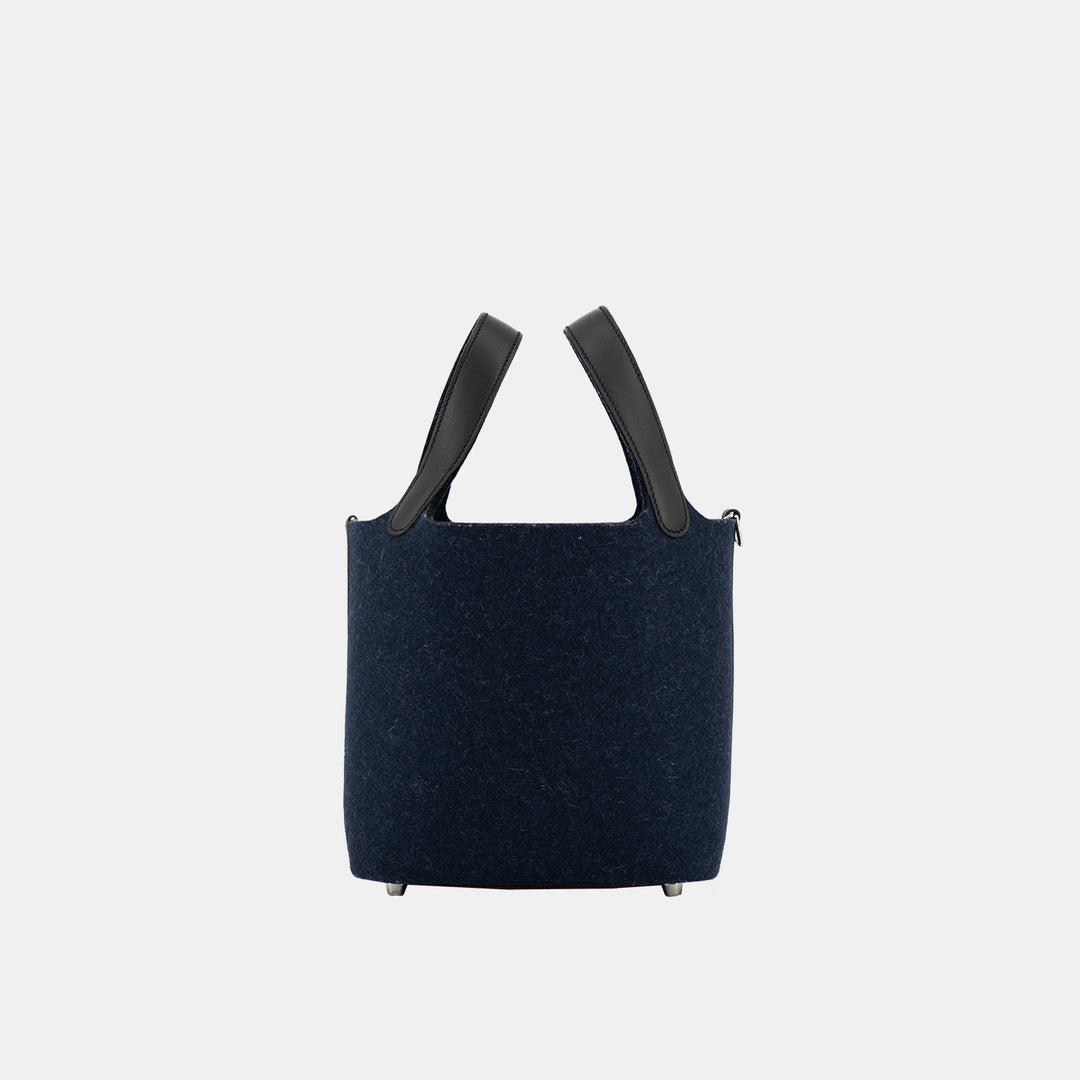 Hermès Picotin Lock 18 PM Tote Bag Felt Swift leather in Black and Blue