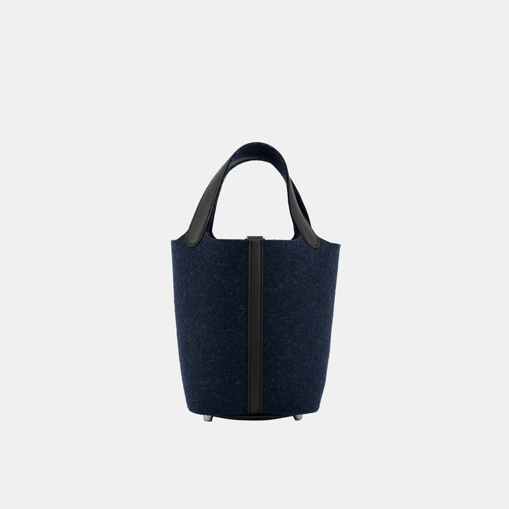 Hermès Picotin Lock 18 PM Tote Bag Felt Swift leather in Black and Blue