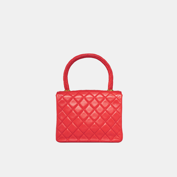 Chanel Rare Vintage Classic Red Mini Square Kelly Bag Gold Hardware