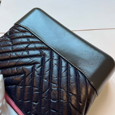 Chanel Gabrielle Hobo Chevron Aged Calfskin Medium Blue Pink