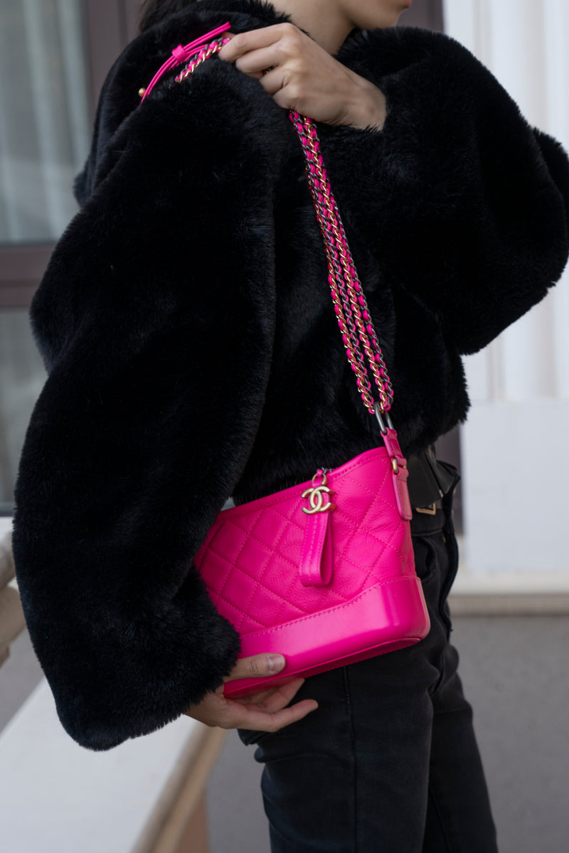 Chanel Gabrielle Small 19k Fluorescent Hot Pink Calfskin Leather