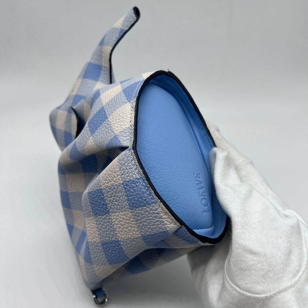 Loewe Blue And White Elephant Mini Gingham Leather Shoulder Bag