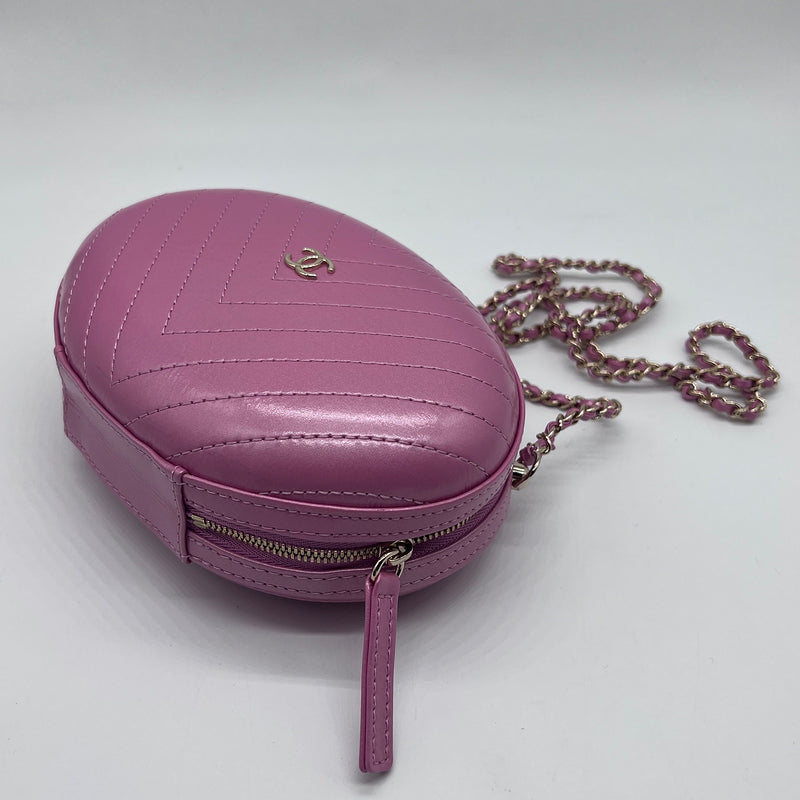 Chanel *Runway Collection* Pink Chevron Stitched Leather Box Evening Bag