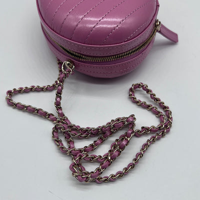 Chanel *Runway Collection* Pink Chevron Stitched Leather Box Evening Bag