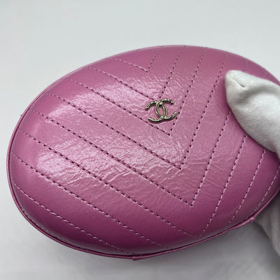 Chanel *Runway Collection* Pink Chevron Stitched Leather Box Evening Bag
