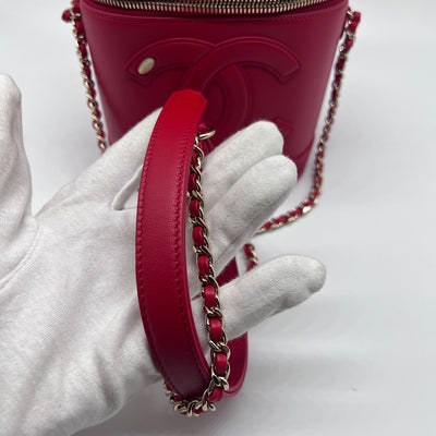 Chanel CC Mania Vanity Case Lambskin In Red
