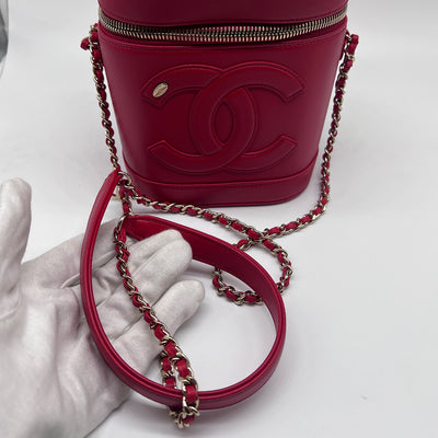 Chanel CC Mania Vanity Case Lambskin In Red