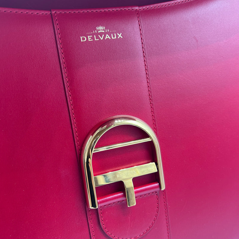 Delvaux Red Brilliant GM Grained Calfskin Leather Bag