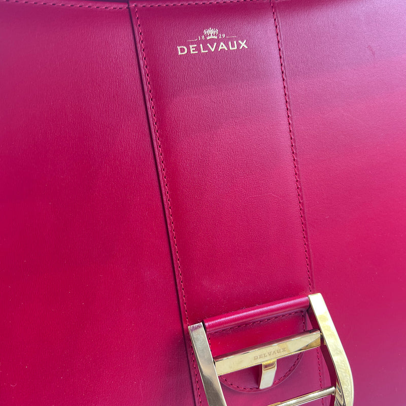 Delvaux Red Brilliant GM Grained Calfskin Leather Bag
