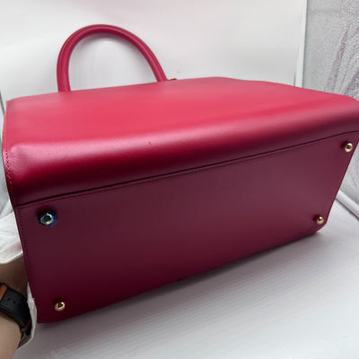 Delvaux Red Brilliant GM Grained Calfskin Leather Bag