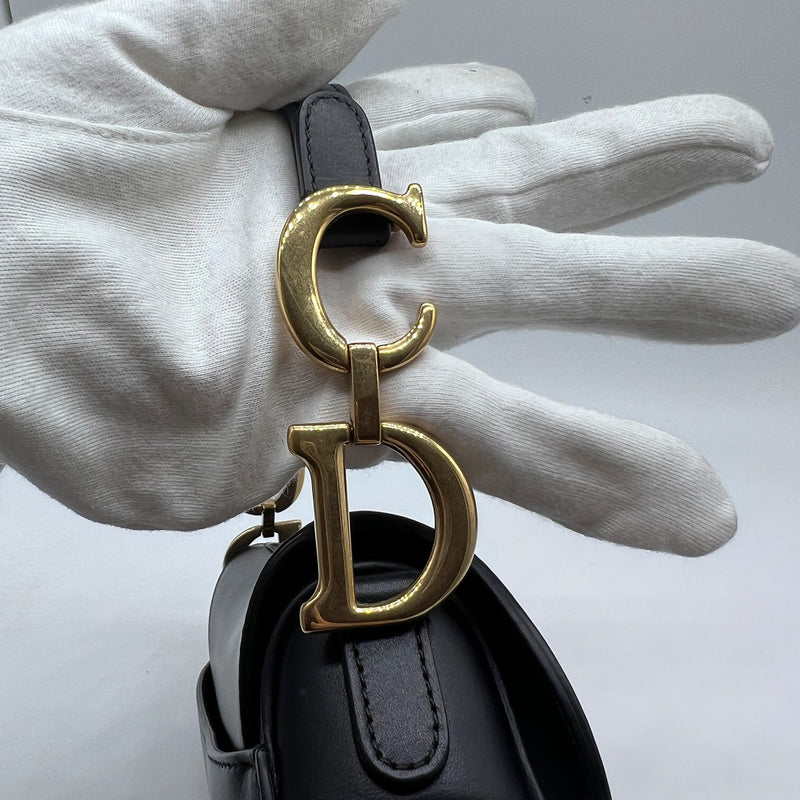 Dior Black Leather Mini Saddle Bag