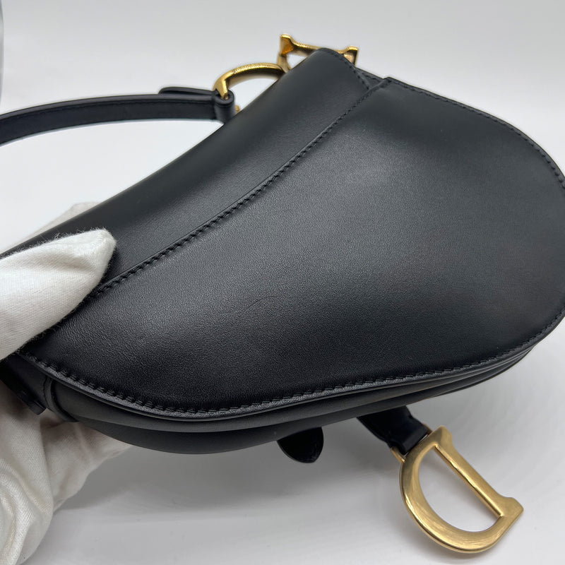 Dior Black Leather Mini Saddle Bag