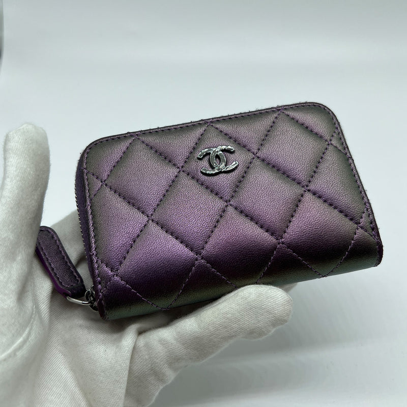 Chanel Purple Patent Boy Zip Around Coin Purse  modaselle