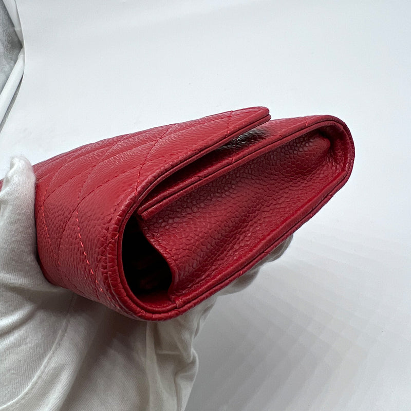 Chanel Quilted Red Travel Wallet with Coin Pouch And Card Holder
