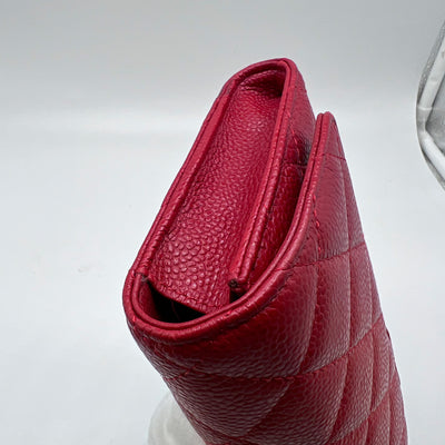 Chanel Quilted Red Travel Wallet with Coin Pouch And Card Holder