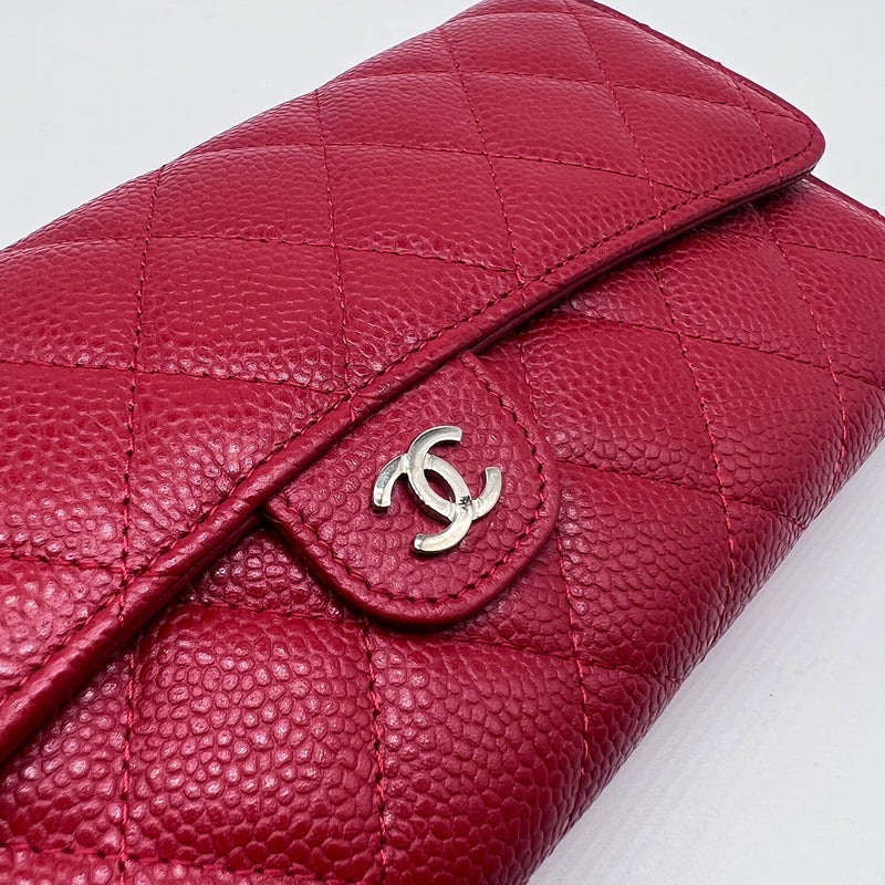 Chanel Quilted Red Travel Wallet with Coin Pouch And Card Holder