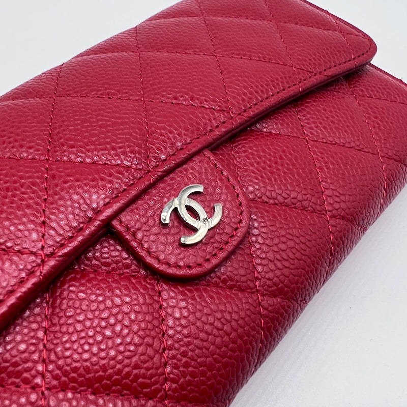 Chanel Quilted Red Travel Wallet with Coin Pouch And Card Holder