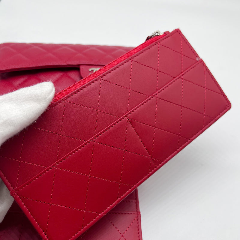 Chanel Quilted Red Travel Wallet with Coin Pouch And Card Holder