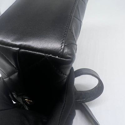 Chanel *Ultra Rare* Vintage Black Lambskin Square Bag In Leather Strap Shoulder Bag GHW