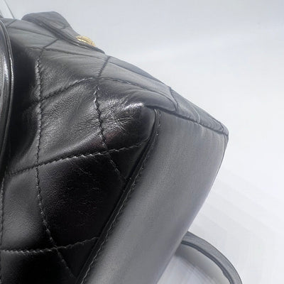 Chanel *Ultra Rare* Vintage Black Lambskin Square Bag In Leather Strap Shoulder Bag GHW