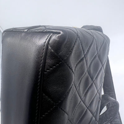 Chanel *Ultra Rare* Vintage Black Lambskin Square Bag In Leather Strap Shoulder Bag GHW