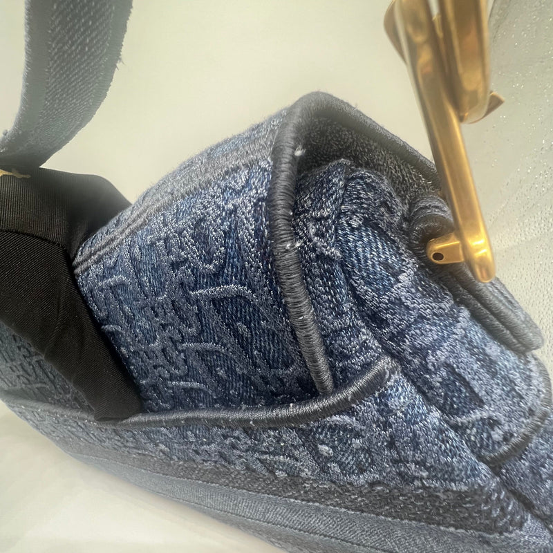 Dior Oblique Denim Blue Saddle Bag
