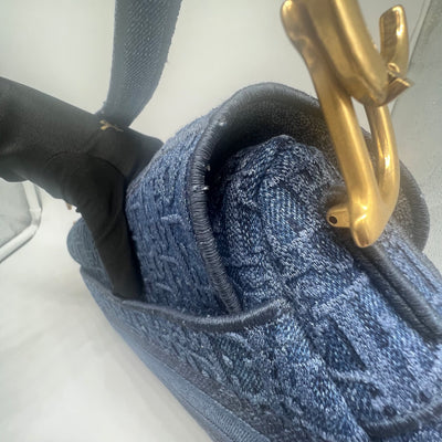 Dior Oblique Denim Blue Saddle Bag