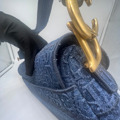 Dior Oblique Denim Blue Saddle Bag
