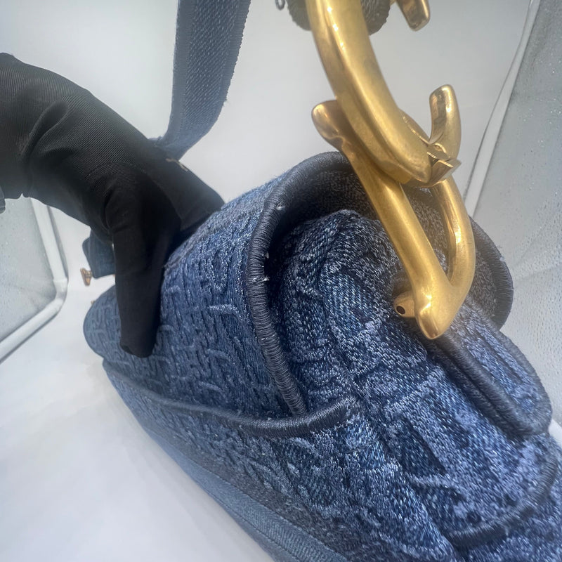 Dior Oblique Denim Blue Saddle Bag