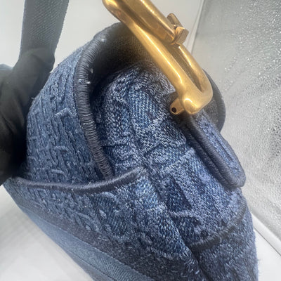 Dior Oblique Denim Blue Saddle Bag