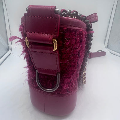 Chanel Pink Tweed and Leather Small Gabrielle Hobo Bag