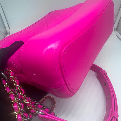 Chanel Gabrielle Small 19k Fluorescent Hot Pink Calfskin Leather Cross Body Bag *Barbie Pink*