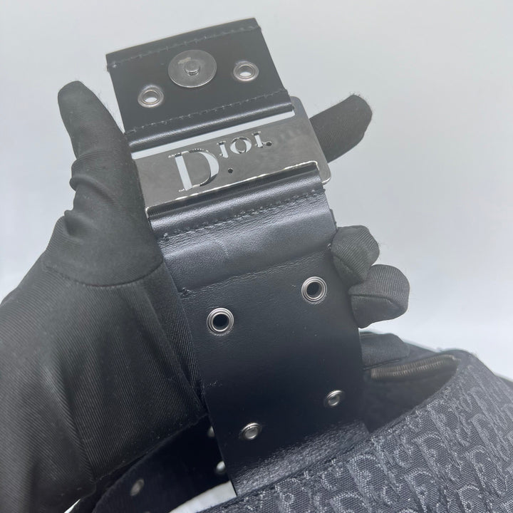 Dior *Vintage* Chic Half-moon Shoulder Bag In Black Silver Hardware