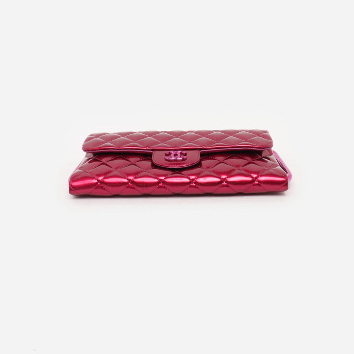 Chanel Rare Runway Quilted Classic Flap Bag Patent Hot Pink Fuschia Clutch