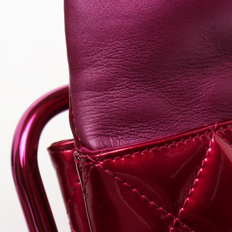 Chanel Rare Runway Quilted Classic Flap Bag Patent Hot Pink Fuschia Clutch