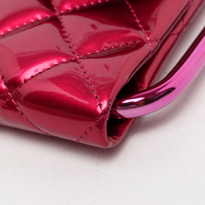 Chanel Rare Runway Quilted Classic Flap Bag Patent Hot Pink Fuschia Clutch