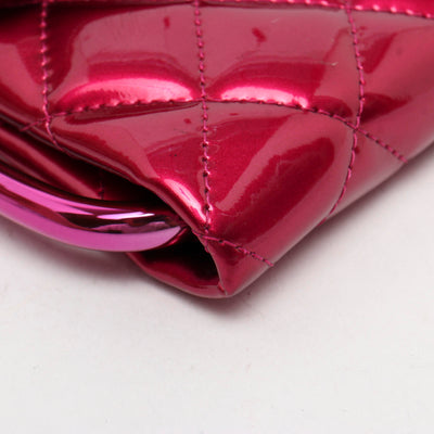 Chanel Rare Runway Quilted Classic Flap Bag Patent Hot Pink Fuschia Clutch