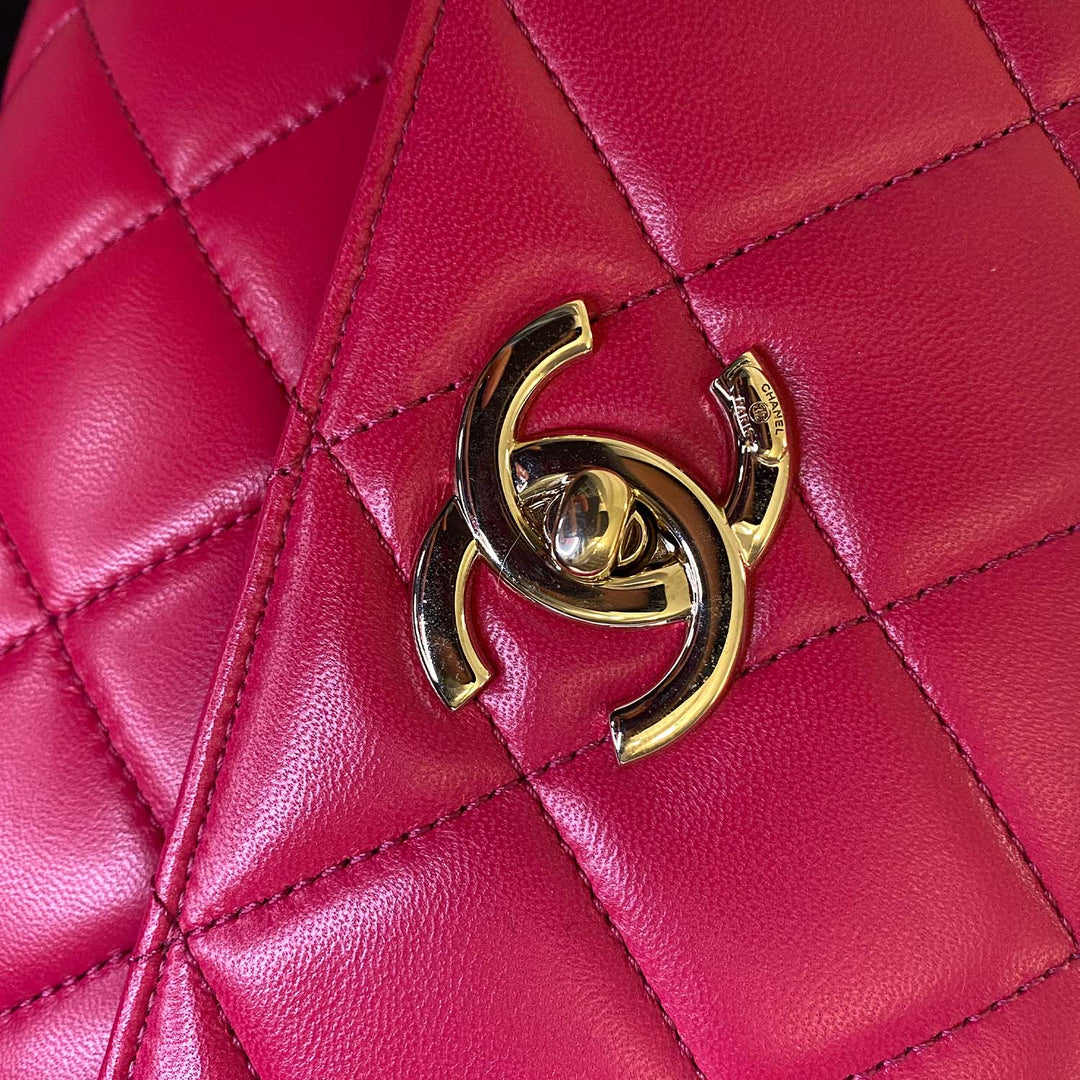Chanel Dark Pink Trendy CC Lambskin Leather Flap Bag Small Size