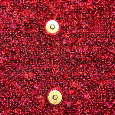 Chanel Red Tweed Fringed Clutch Bag In Gold Hardware