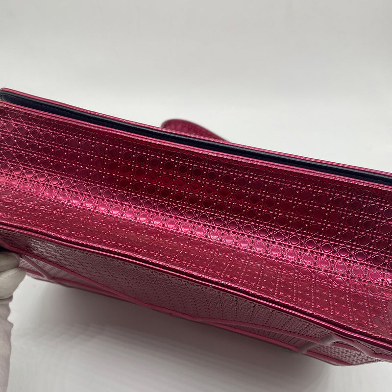 Dior Pink Metallic Perforated Leather Medium Diorama Bag