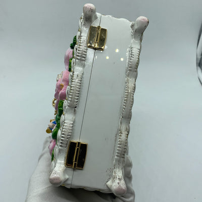 Dolce & Gabbana White and Pink Roses Angel Box Bag