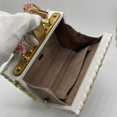 Dolce & Gabbana White and Pink Roses Angel Box Bag