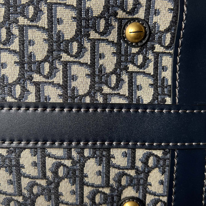 Dior Blue Navy Oblique Canvas Tote Bag