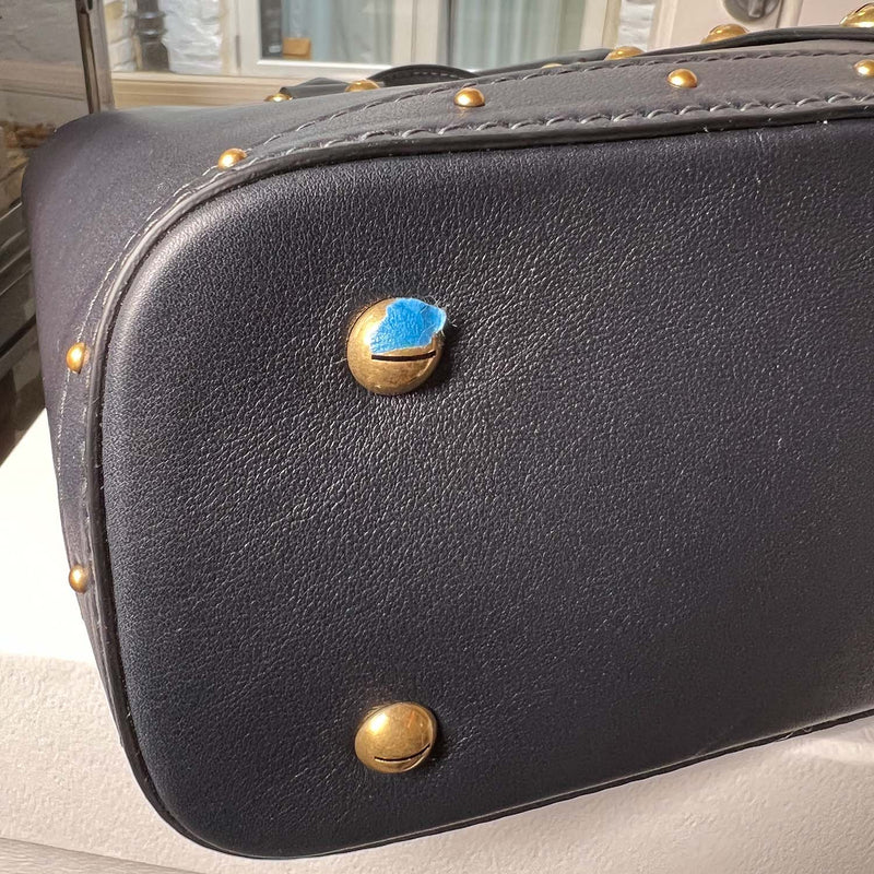 Dior Black Dior Avenue Leather Gold Studded Tote Bag