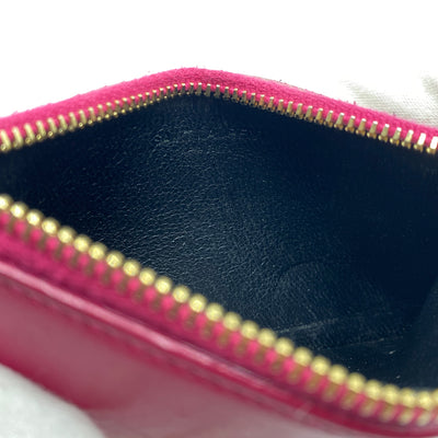 Yves Saint Laurent Fuchsia Grained Leather 5 Fragments Zip Card Case