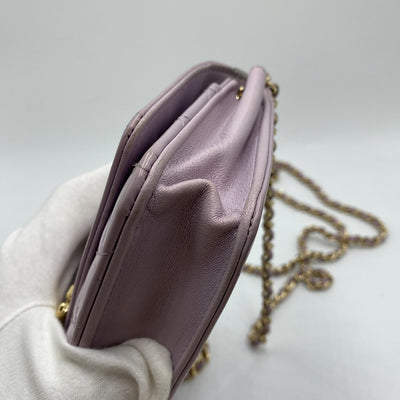 Chanel Boy Quilted Patent Wallet On Chain In Light Purple