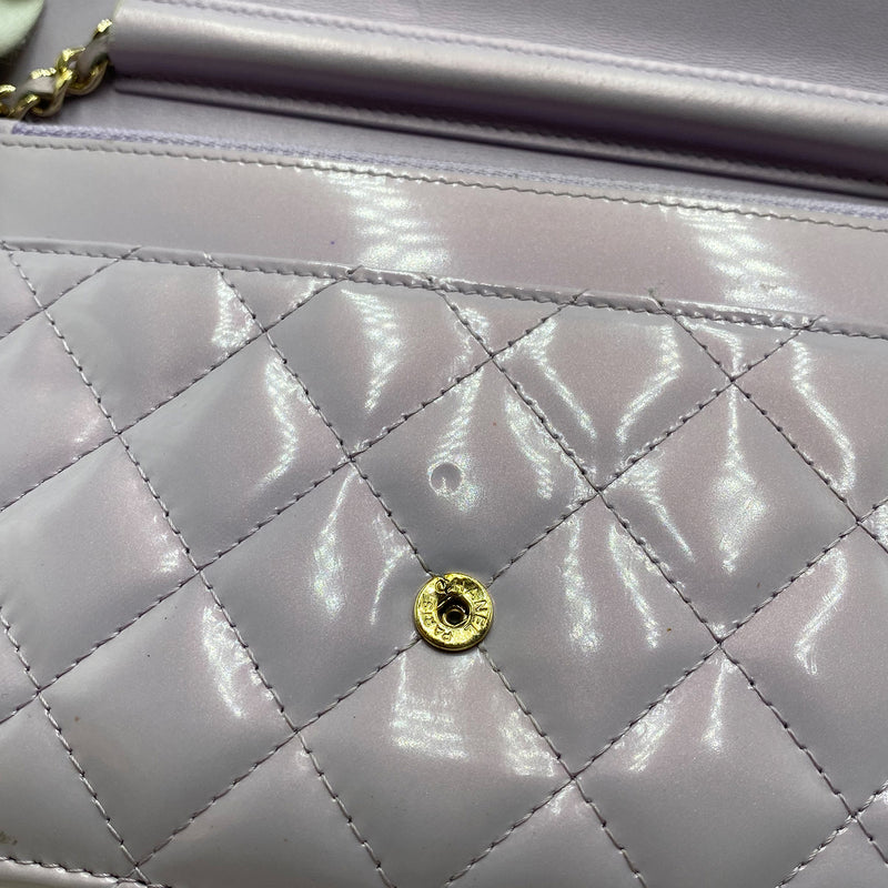Chanel Boy Quilted Patent Wallet On Chain In Light Purple