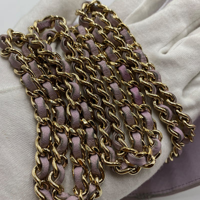 Chanel Boy Quilted Patent Wallet On Chain In Light Purple