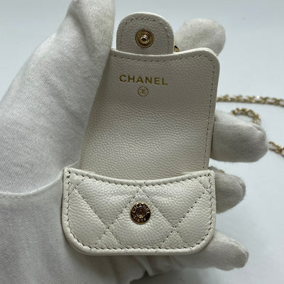 Chanel Caviar Quilted Airpods Case In White
